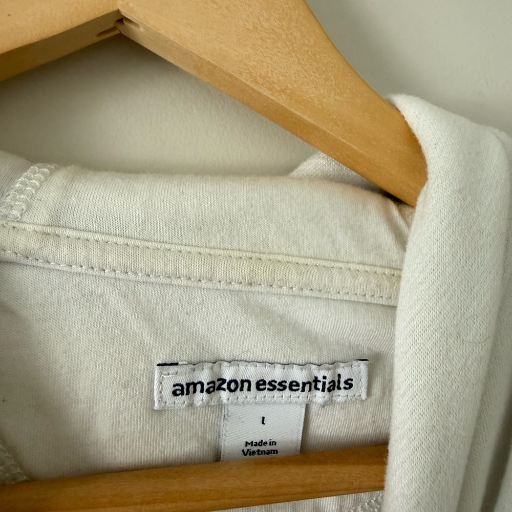 Plain White Zip Up Hoodie (size large) - Picture 3 of 4